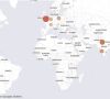 Weltkarte mit verteilten Start-ups