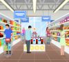 Grafik: Menschen kaufen in Supermarkt ein